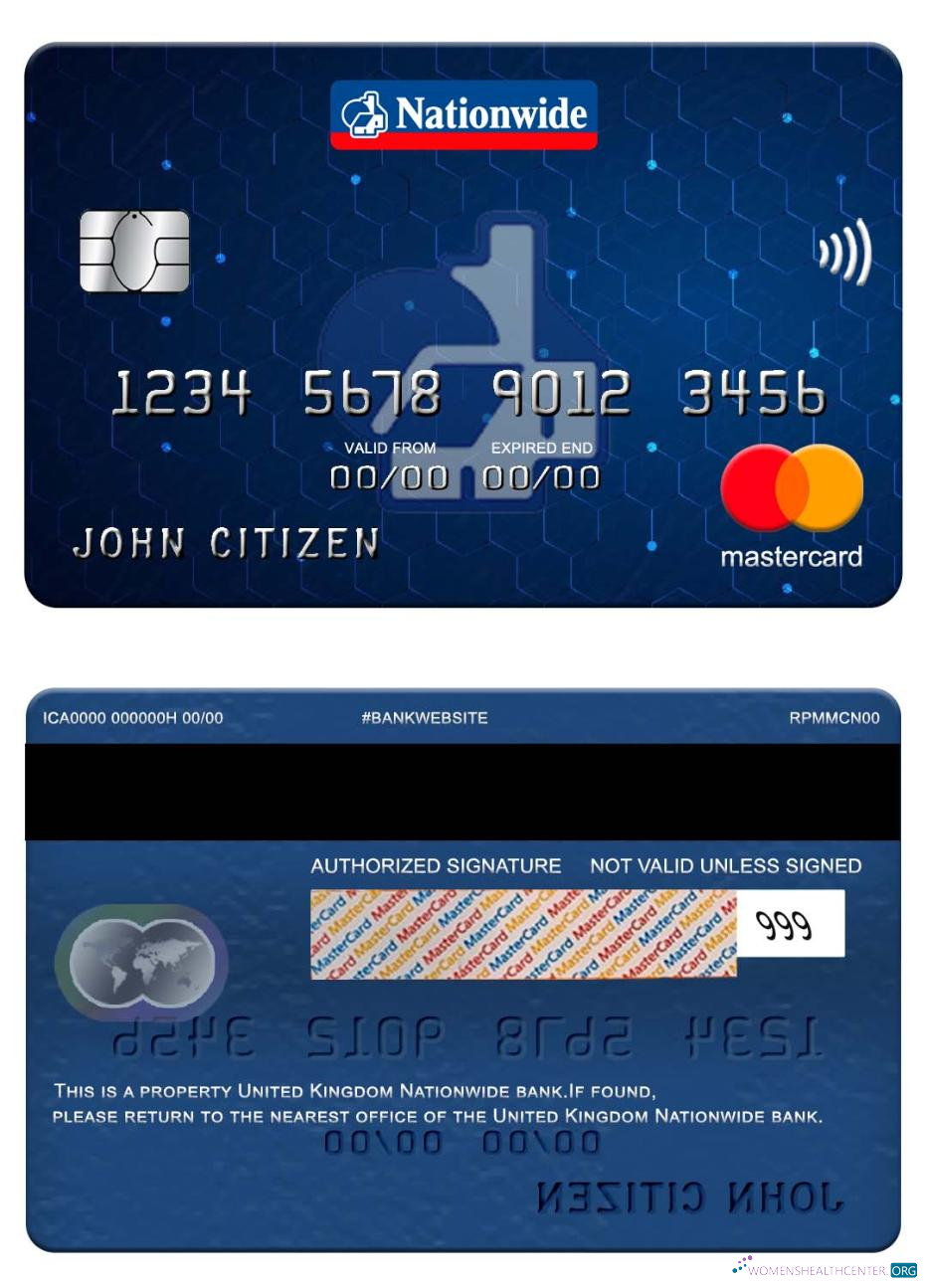 Download United Kingdom Nationwide bank mastercard Photoshop template